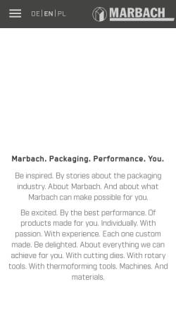Vorschau der mobilen Webseite www.marbach.com, MARBACH Gruppe