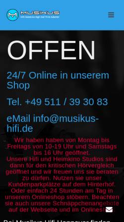 Vorschau der mobilen Webseite www.musikus-hifi.de, Musikus, Lothar Ziehr