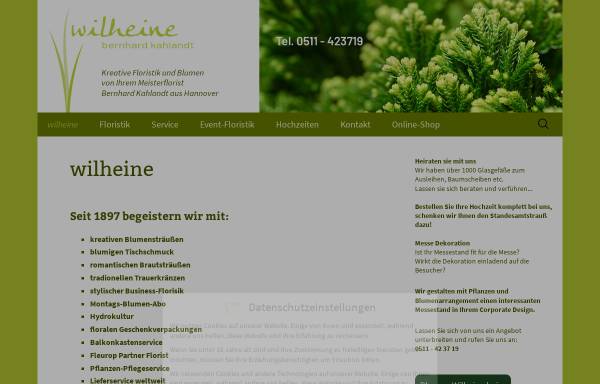 Vorschau von www.blumen-wilheine.de, Wilheine Blumenbindekunst - Inh. Bernhard Kahlandt