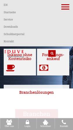 Vorschau der mobilen Webseite www.drduve-inkasso.de, Dr. Duve Inkasso GmbH