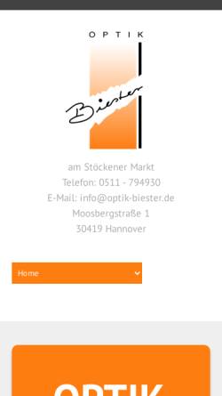 Vorschau der mobilen Webseite www.optik-biester.de, Optik Biester