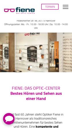 Vorschau der mobilen Webseite fiene.de, Optiker Fiene oHG