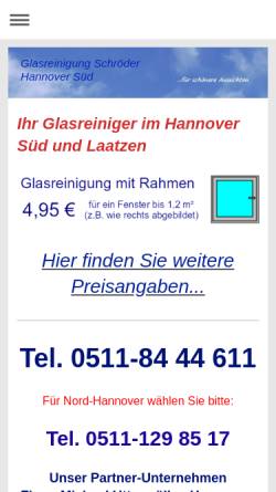 Vorschau der mobilen Webseite www.glasrein24.de, Glasreinigung Schröder
