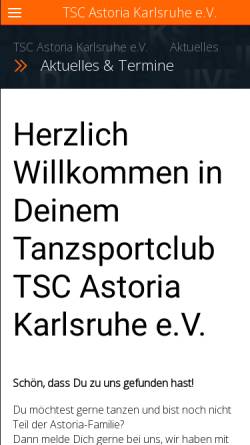 Vorschau der mobilen Webseite www.astoria-karlsruhe.de, Tanzsportclub Astoria Karlsruhe e.V.