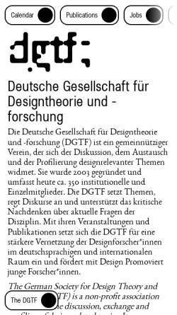 Vorschau der mobilen Webseite www.dgtf.de, DGTF - Deutsche Gesellschaft für Designtheorie und -forschung e.V.