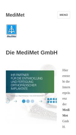 Vorschau der mobilen Webseite www.medimet.de, Medimet Feinguß GmbH