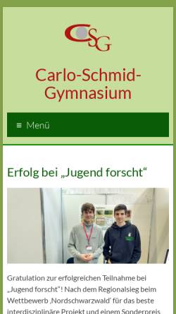 Vorschau der mobilen Webseite csg-tuebingen.de, Carlo-Schmid-Gymnasium