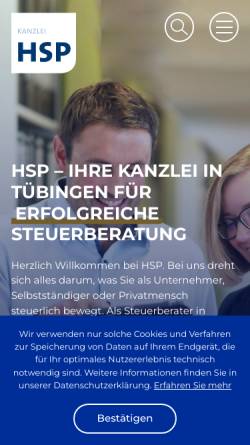Vorschau der mobilen Webseite www.kanzlei-hsp.de, Kanzlei HSP, Tübinger Steuerberatungsgesellschaft mbH