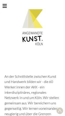 Vorschau der mobilen Webseite www.angewandte-kunst-koeln.de, Angewandte Kunst Köln