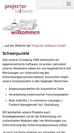 Vorschau der mobilen Webseite www.projector.de, Projector Software-Toolsysteme GmbH