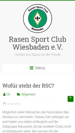 Vorschau der mobilen Webseite www.hockey-wiesbaden.de, Rasen Sport Club Wiesbaden e.V.