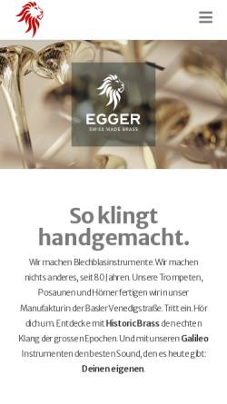 Vorschau der mobilen Webseite www.eggerinstruments.ch, Blechblas-Instrumentenbau Egger
