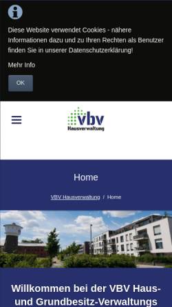 Vorschau der mobilen Webseite vbv-hausverwaltung.de, VBV Haus- und Grundbesitz- Verwaltungs GmbH