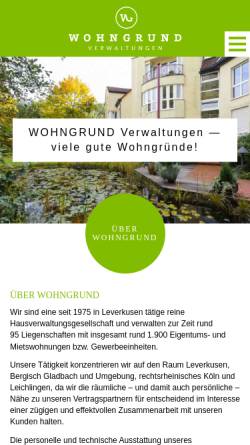 Vorschau der mobilen Webseite wohngrund-leverkusen.de, Wohngrund GmbH