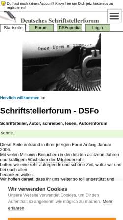 Vorschau der mobilen Webseite www.dsfo.de, Deutsches Schriftstellerforum