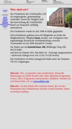 Vorschau der mobilen Webseite www.foerderkreis-halle.de, Förderkreis der Schriftsteller in Sachsen-Anhalt e.V.