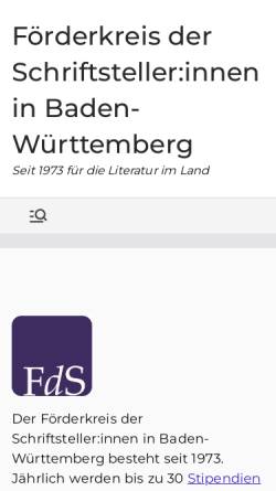 Vorschau der mobilen Webseite www.schriftsteller-in-bawue.de, Förderkreis deutscher Schriftsteller in Baden-Württemberg