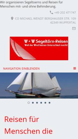 Vorschau der mobilen Webseite www.segeltoern-reisen.de, W+W Segeltörn-Reisen