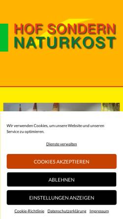 Vorschau der mobilen Webseite hofsondernnaturkost.de, Hof Sondern Naturkost