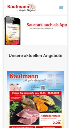 Vorschau der mobilen Webseite www.metzgerei-kaufmann.de, Metzgerei Kaufmann GmbH