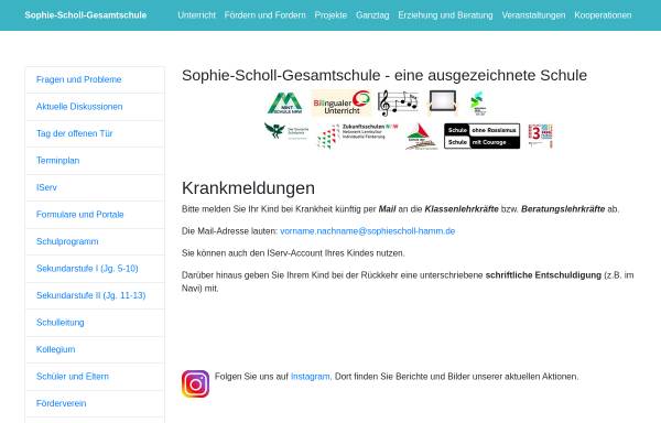 Vorschau von www.sophie-scholl-hamm.de, Sophie-Scholl-Gesamtschule