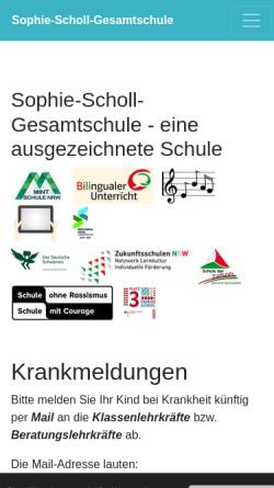 Vorschau der mobilen Webseite www.sophie-scholl-hamm.de, Sophie-Scholl-Gesamtschule