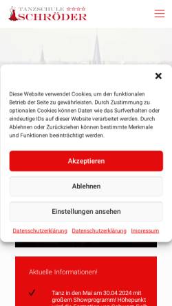 Vorschau der mobilen Webseite tanzschule-schroeder.de, Tanzschule Schröder