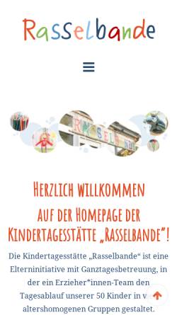 Vorschau der mobilen Webseite www.rasselbande-aachen.de, Kindertagesstätte Rasselbande e.V.