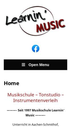 Vorschau der mobilen Webseite www.learnin-music.de, Musikschule Learnin’ Music
