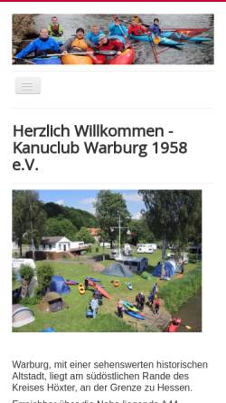 Vorschau der mobilen Webseite www.kanuclub-warburg.de, Kanu-Club Warburg 1958 e.V.