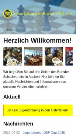 Vorschau der mobilen Webseite schachfreunde-brand.de, Schachfreunde Brand 1981 e.V.