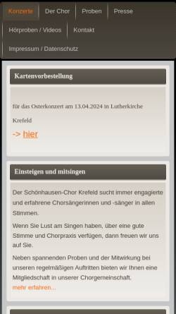 Vorschau der mobilen Webseite www.schoenhausen-chor.de, Schönhausen-Chor Krefeld
