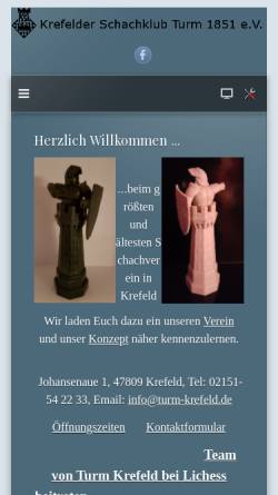 Vorschau der mobilen Webseite www.turm-krefeld.de, Krefelder Schachklub Turm 1851 e.V.