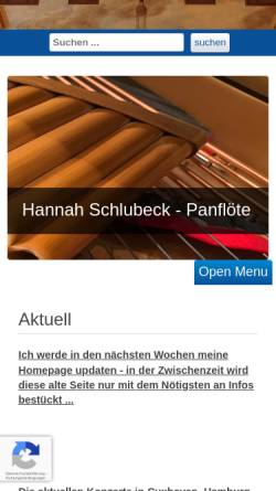 Vorschau der mobilen Webseite www.schlubeck.com, Schlubeck, Matthias - Panflöte