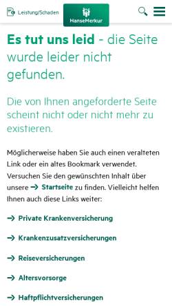 Vorschau der mobilen Webseite www.hansemerkur.de, HanseMerkur Versicherungsgruppe, Generalvertreter Udo Vanecek