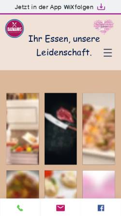 Vorschau der mobilen Webseite www.fleischerei-baumanns.de, Fleischerei Baumanns