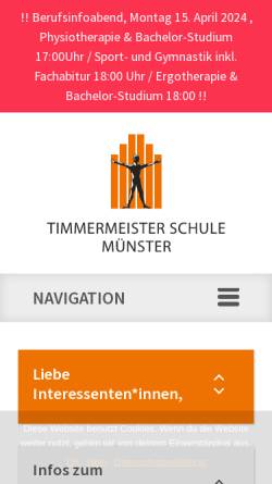 Vorschau der mobilen Webseite www.timmermeister-schule.de, Timmermeister Schule