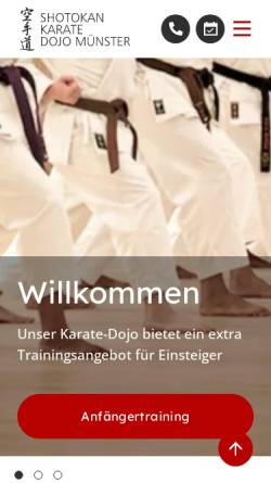Vorschau der mobilen Webseite www.karate-muenster.de, Shotokan Karate Dojo Münster e.V.