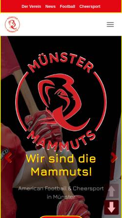 Vorschau der mobilen Webseite mammuts.com, American-Football-Club Münster Mammuts e. V.