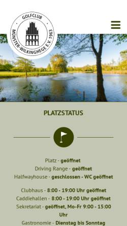 Vorschau der mobilen Webseite www.golfclub-wilkinghege.de, Golfclub Münster-Wilkinghege e.V.