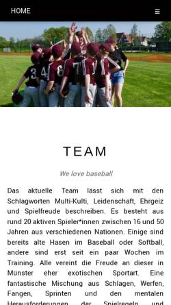 Vorschau der mobilen Webseite www.muenster-cardinals.de, Münster Cardinals Baseball & Softball e.V.