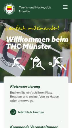 Vorschau der mobilen Webseite www.thc-muenster.de, Tennis- und Hockey-Club Münster e. V.