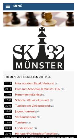 Vorschau der mobilen Webseite www.sk32.de, Schachklub Münster 32 e.V.