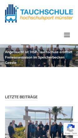 Vorschau der mobilen Webseite www.tauchen-hsp.de, Tauchschule Hochschulsport Münster