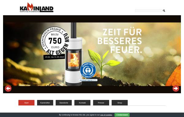 Vorschau von kaminland.de, Kaminland Handels GmbH