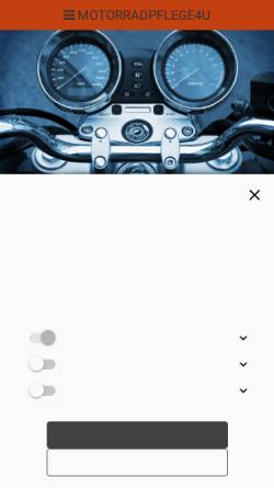 Vorschau der mobilen Webseite www.motorradpflege4u.de, Motorradpflege4u