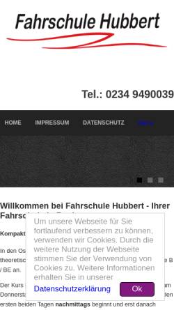 Vorschau der mobilen Webseite www.fahrschule-hubbert.de, Fahrschule Heinz Hubbert