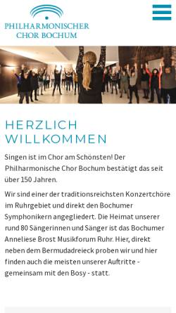 Vorschau der mobilen Webseite www.philharmonischer-chor-bochum.de, Philharmonischer Chor Bochum