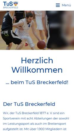 Vorschau der mobilen Webseite www.tusbreckerfeld.de, TuS Breckerfeld-Allgemeiner Sportverein