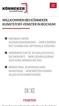 Vorschau der mobilen Webseite www.koenneker-fenster.de, Könneker GmbH